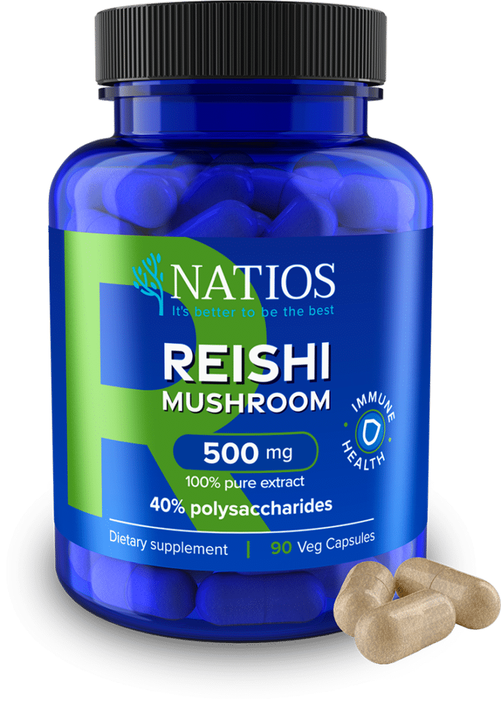 NATIOS Reishi Extract 500 mg 40 polysaccharides 90 veganskych kapsli kapsle