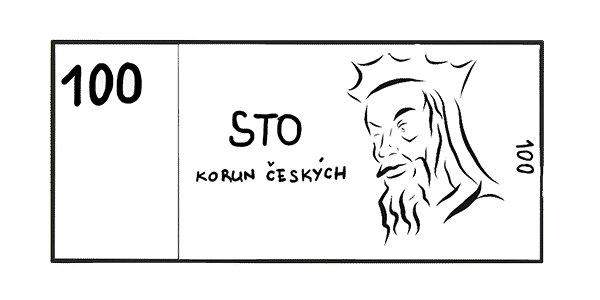 100kč kreslené (sto korun českých)