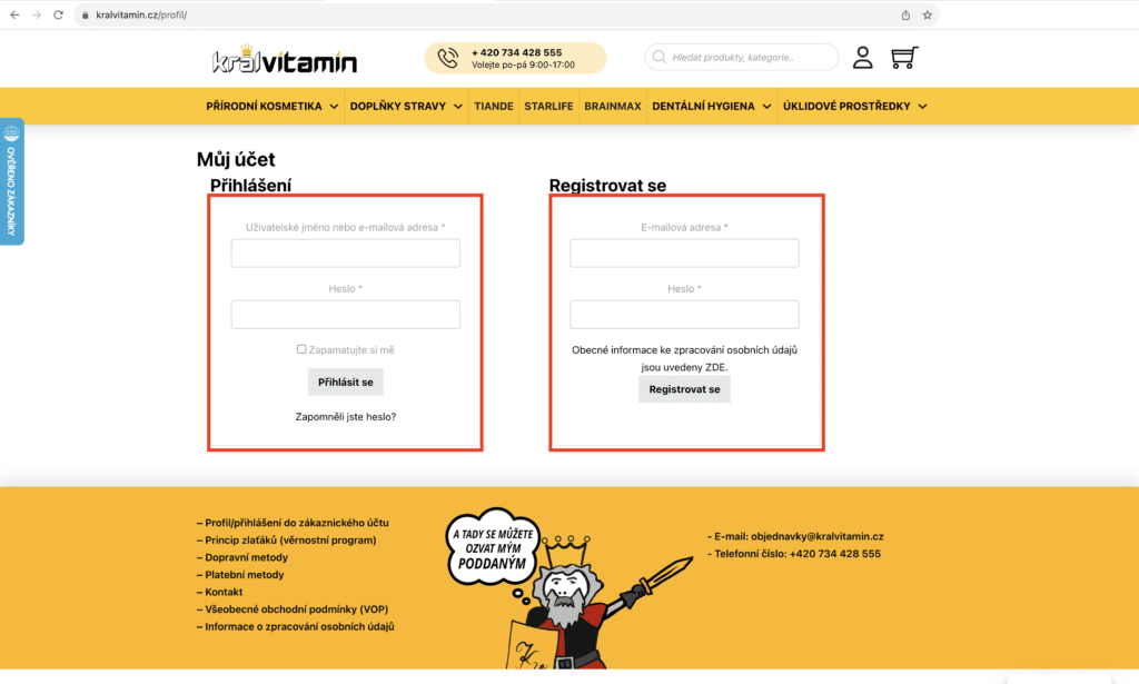 Kralvitamin - Jak se registrovat