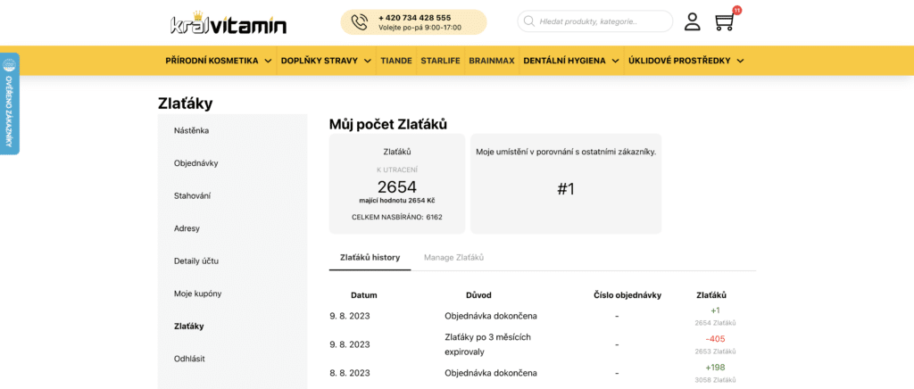 Počet zlaťáků