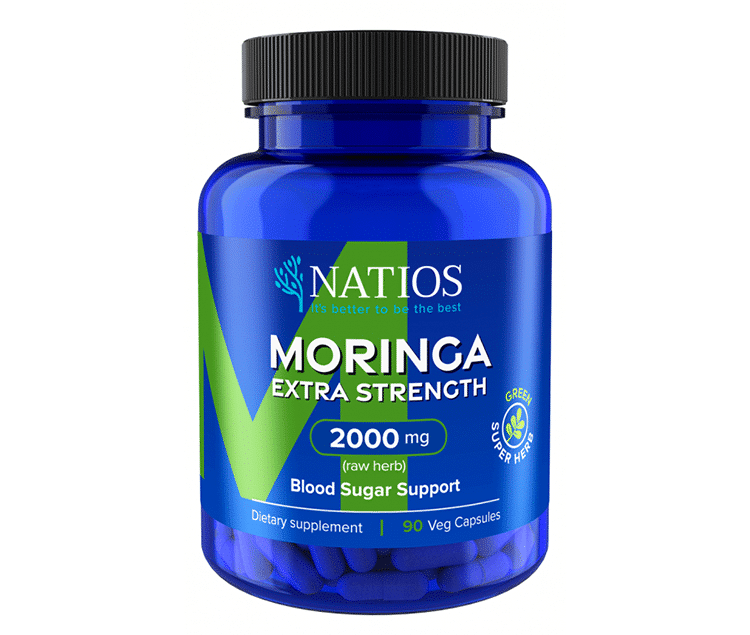 NATIOS Moringa Extract, 2000 mg, Extra Strength, 90 veganských kapslí