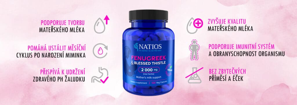 NATIOS Fenugreek & Blessed Thistle Extract 120 kapslí 4 Natios fenugreek a blessed thistle banner CZ1