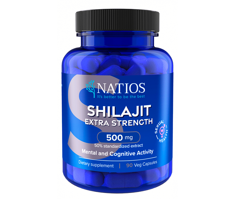 NATIOS Shilajit Extract, 500 mg, Extra Strength, 90 veganských kapslí